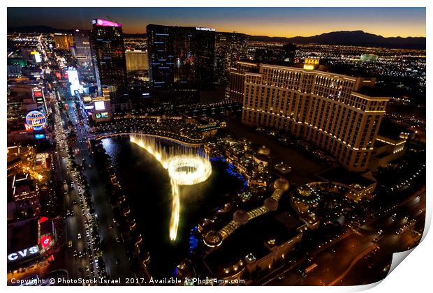 Bellagio Hotel Fountain, Las Vegas Print by PhotoStock Israel