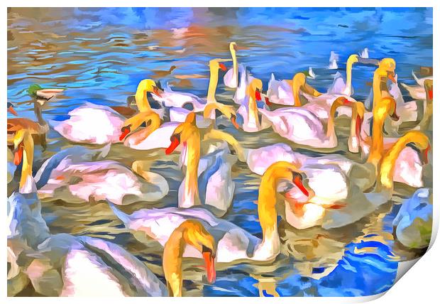 Swans Pop Art Print by David Pyatt