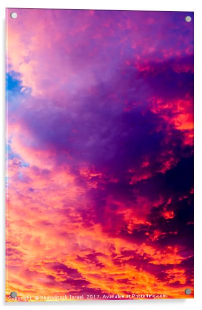 red cloudscape at sunset. Acrylic by PhotoStock Israel