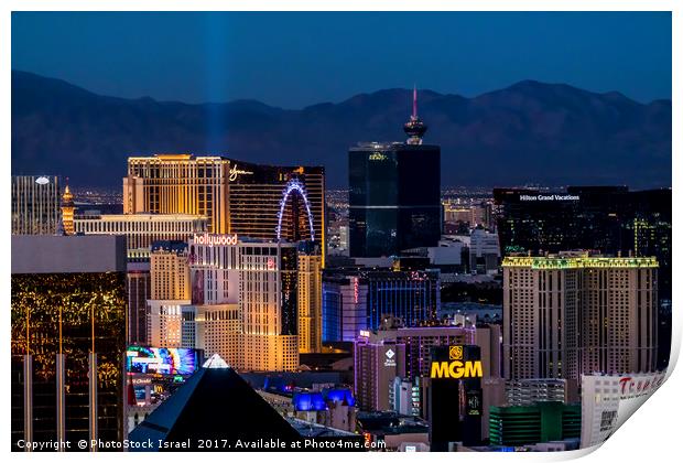 the Strip at night, Las Vegas Print by PhotoStock Israel