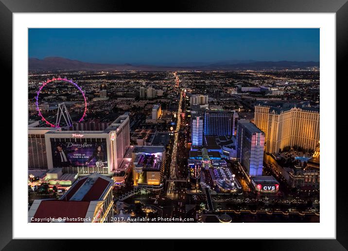 the Strip at night, Las Vegas Framed Mounted Print by PhotoStock Israel