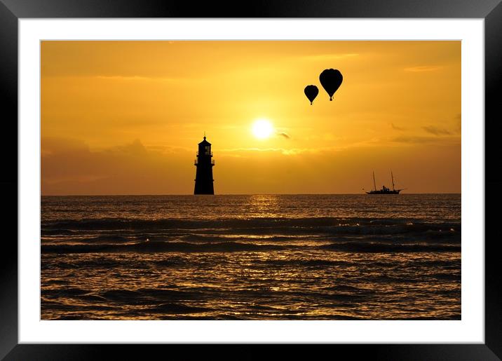 silhouettes in the sunset  Framed Mounted Print by sue davies