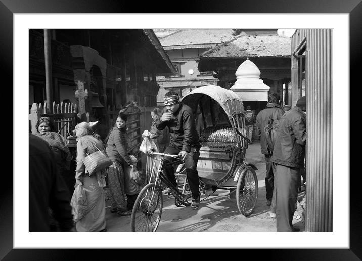 Durbar Square Taxi, Kathmandu, Nepal  Framed Mounted Print by Aidan Moran