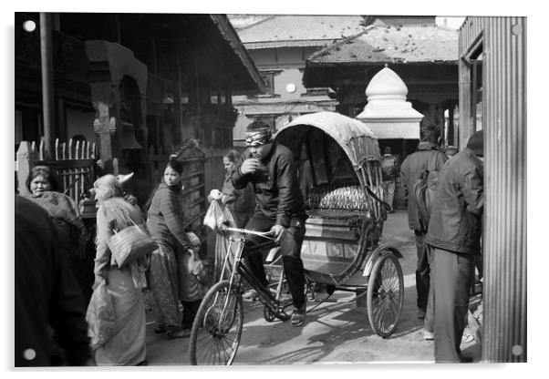 Durbar Square Taxi, Kathmandu, Nepal  Acrylic by Aidan Moran