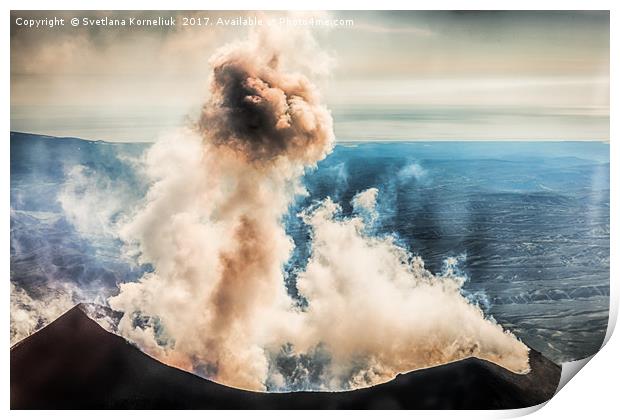 The summit of Karymsky Volcano Print by Svetlana Korneliuk