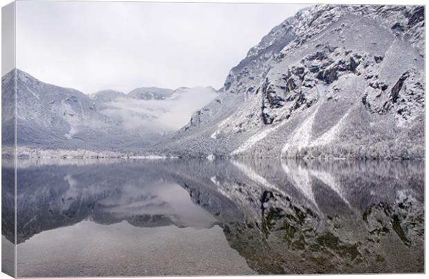 Icy mountain reflections Canvas Print by Ian Middleton
