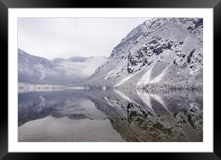 Icy mountain reflections Framed Mounted Print by Ian Middleton