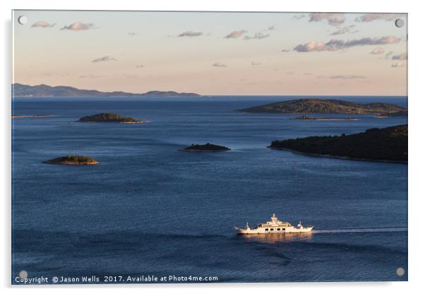 Carr fery returns to Orebic from Korcula Island Acrylic by Jason Wells