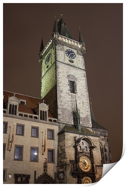 Old Town City Hall in Prague Print by Gabor Pozsgai