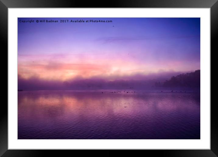 Misty sunrise over Sutton Bingham Reservoir Uk  Framed Mounted Print by Will Badman
