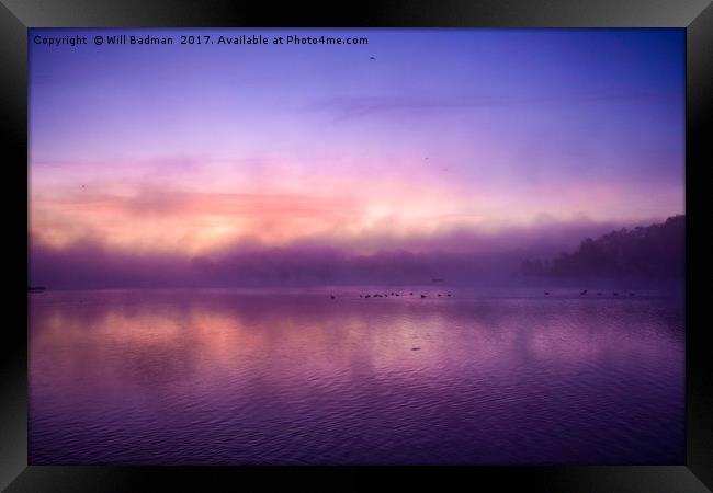 Misty sunrise over Sutton Bingham Reservoir Uk  Framed Print by Will Badman