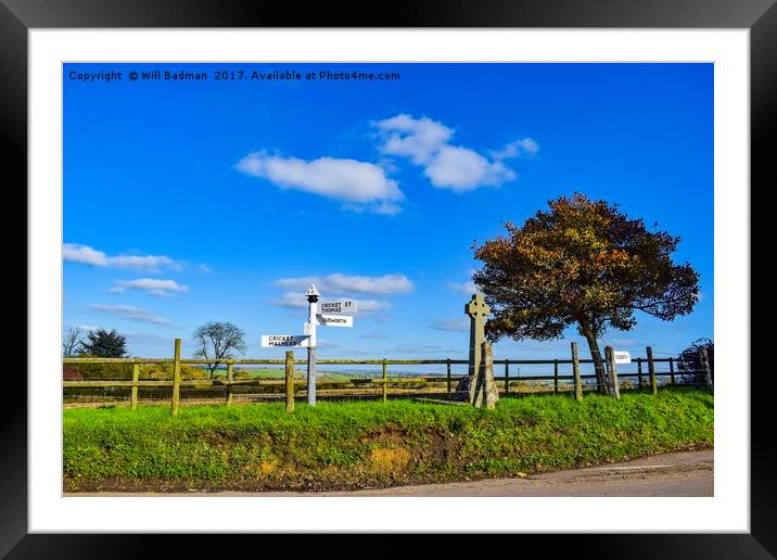 Directional sign  post Cricket St Thomas Somerset  Framed Mounted Print by Will Badman