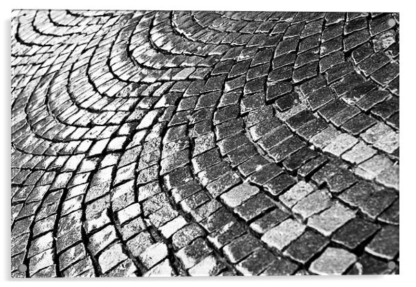 Cobblestone pavement after rain Acrylic by Gabor Pozsgai