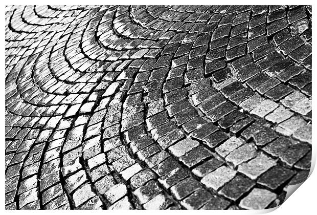 Cobblestone pavement after rain Print by Gabor Pozsgai