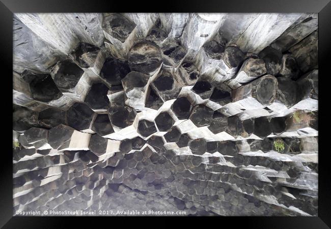Basalt Rock columns formations Framed Print by PhotoStock Israel