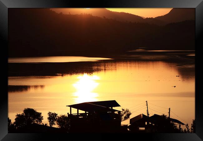 Sunrise On Begnas Lake, The Himalayas, Nepal  Framed Print by Aidan Moran
