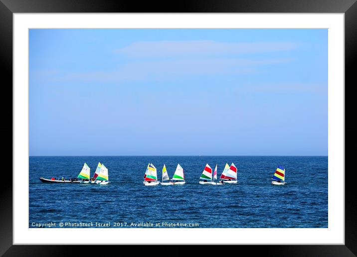 Sailboats in the Mediterranean Sea  Framed Mounted Print by PhotoStock Israel