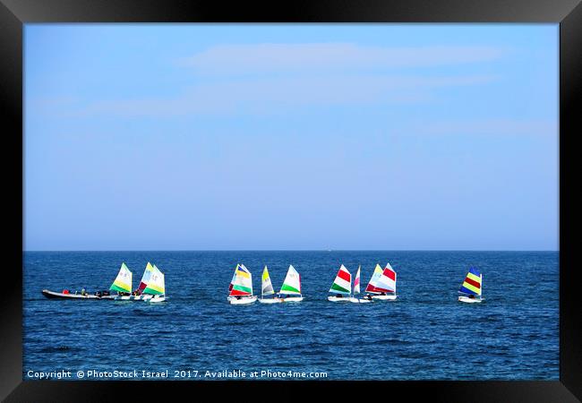 Sailboats in the Mediterranean Sea  Framed Print by PhotoStock Israel
