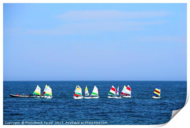 Sailboats in the Mediterranean Sea  Print by PhotoStock Israel