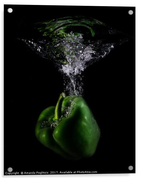 green pepper Acrylic by Amanda Peglitsis