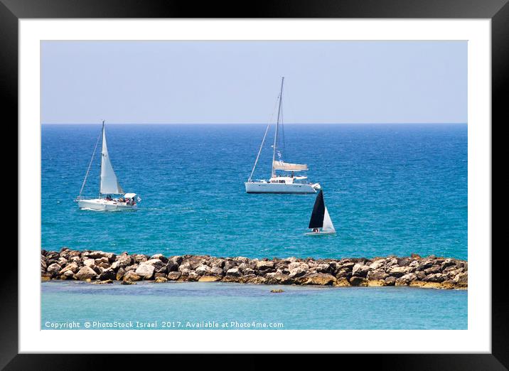 yacht sailing in the Mediterranean sea Framed Mounted Print by PhotoStock Israel