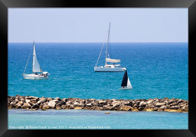 yacht sailing in the Mediterranean sea Framed Print by PhotoStock Israel