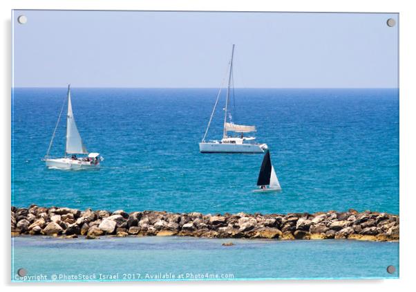 yacht sailing in the Mediterranean sea Acrylic by PhotoStock Israel