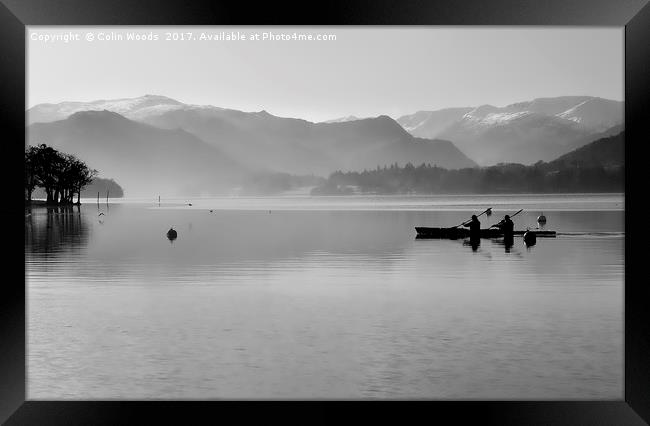 Canoeists on Ullswater in the Lake District, Engla Framed Print by Colin Woods