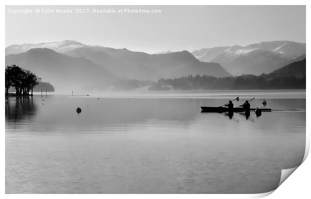Canoeists on Ullswater in the Lake District, Engla Print by Colin Woods