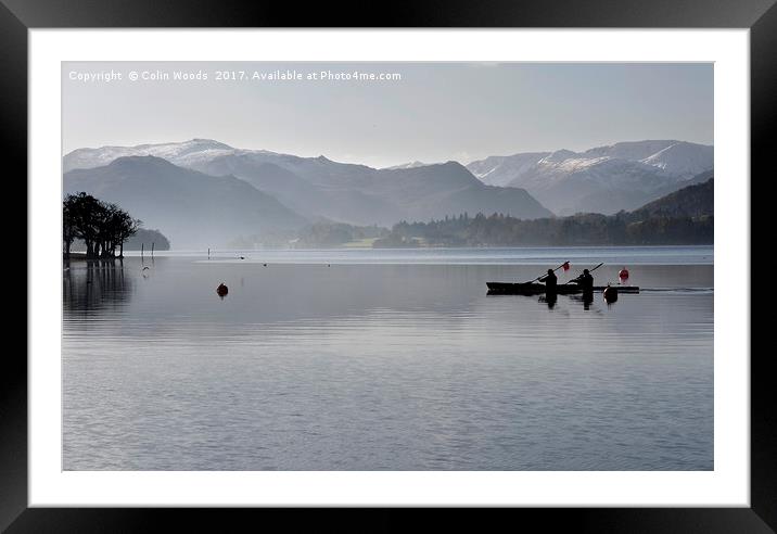 Canoeing on Ullswater in the Lake District, Englan Framed Mounted Print by Colin Woods