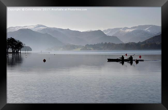 Canoeing on Ullswater in the Lake District, Englan Framed Print by Colin Woods