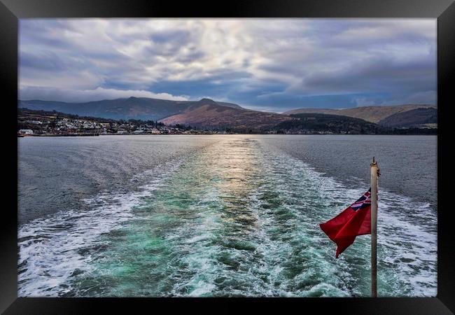 Arran Ferry Wake Framed Print by Valerie Paterson