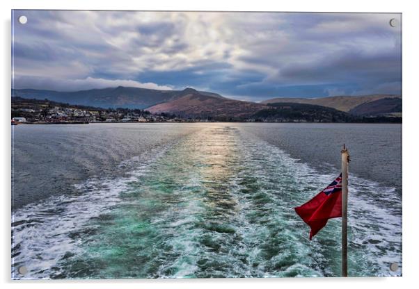 Arran Ferry Wake Acrylic by Valerie Paterson