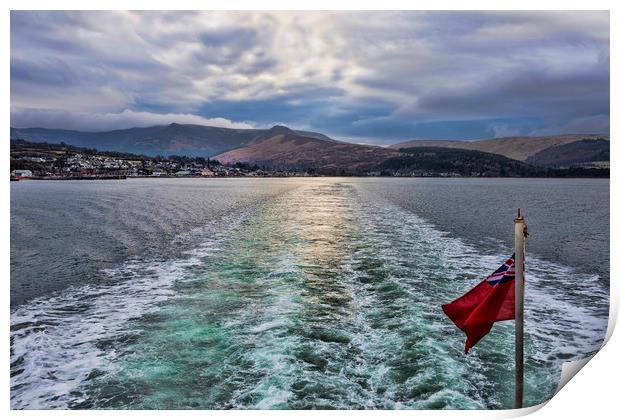 Arran Ferry Wake Print by Valerie Paterson
