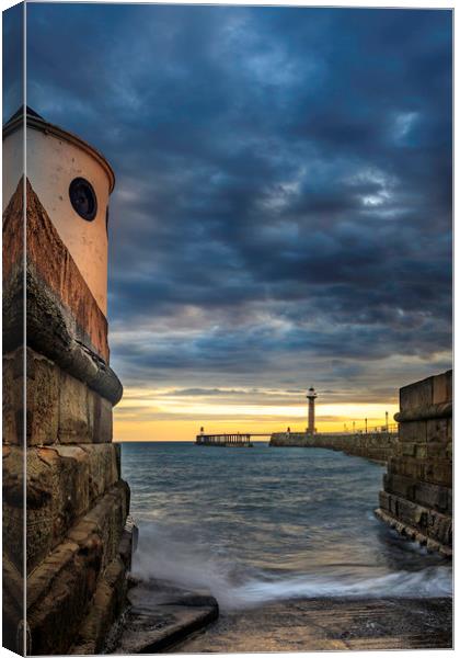 Whitby Morning Tide Canvas Print by John Hall