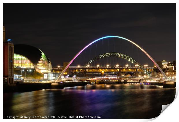 Newcastle Bridges Print by Gary Clarricoates