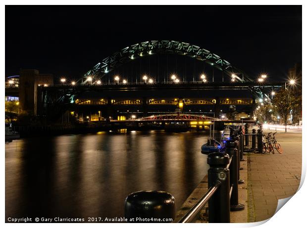 Tyne Bridge at Night Print by Gary Clarricoates