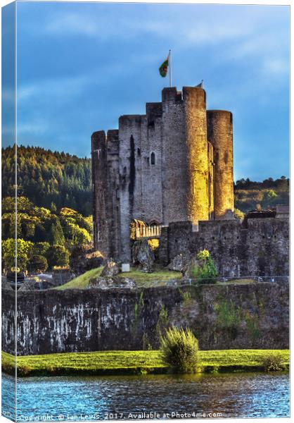 Towers Of Caerphilly Castle Gatehouse Canvas Print by Ian Lewis