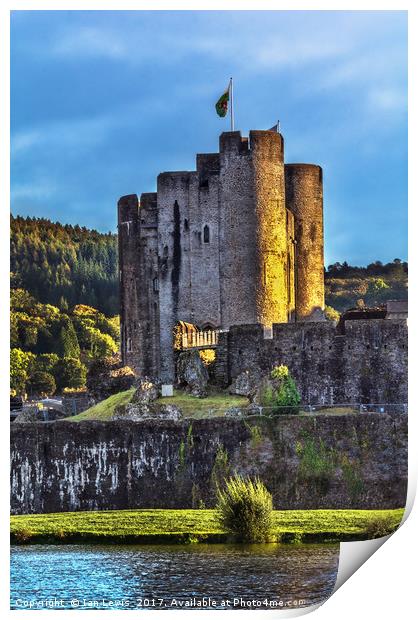 Towers Of Caerphilly Castle Gatehouse Print by Ian Lewis