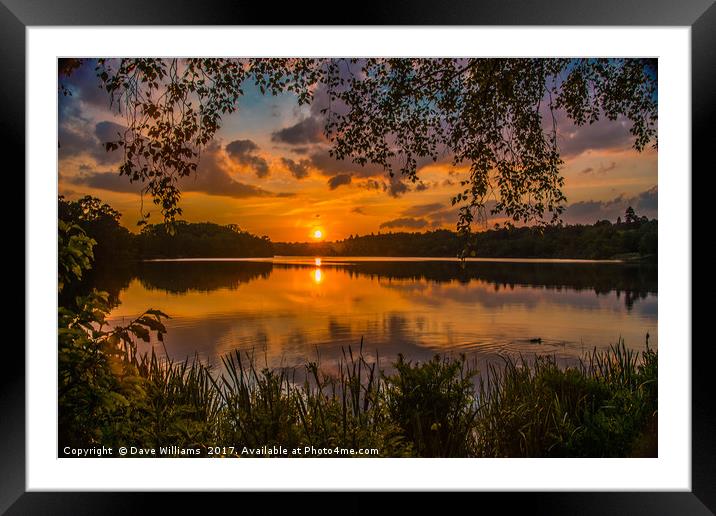 Sunset at Virginia Water Lake Framed Mounted Print by Dave Williams