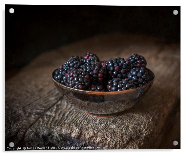 Blackberries in a Bowl Acrylic by James Rowland
