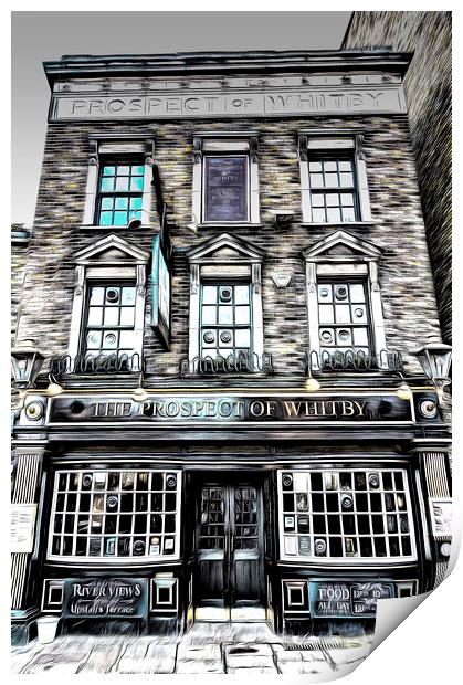 The Prospect Of Whitby Pub Print by David Pyatt