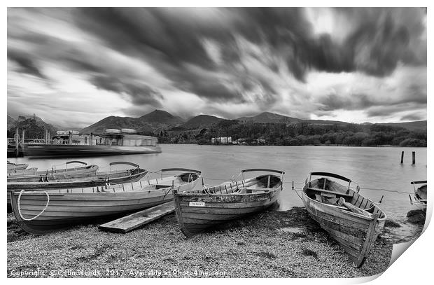 Boats on the Shore of Derwentwater in the Lake Dis Print by Colin Woods