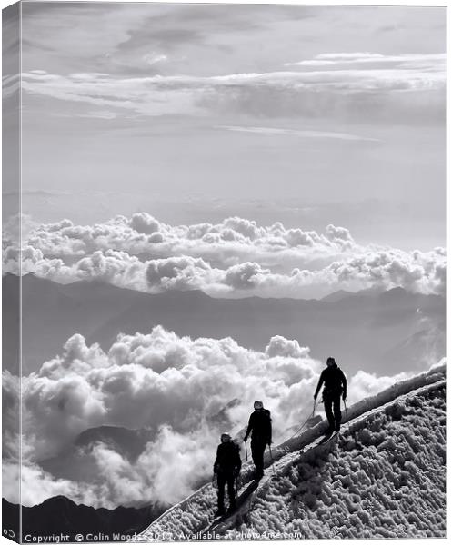 Climbers on the Summit of Weissmies in the Swiss A Canvas Print by Colin Woods