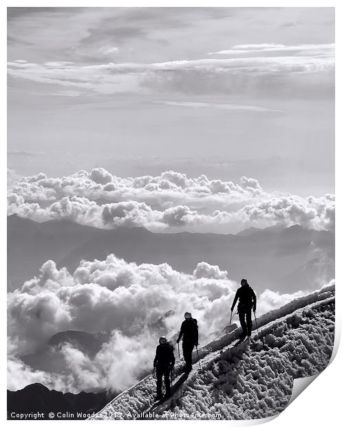 Climbers on the Summit of Weissmies in the Swiss A Print by Colin Woods