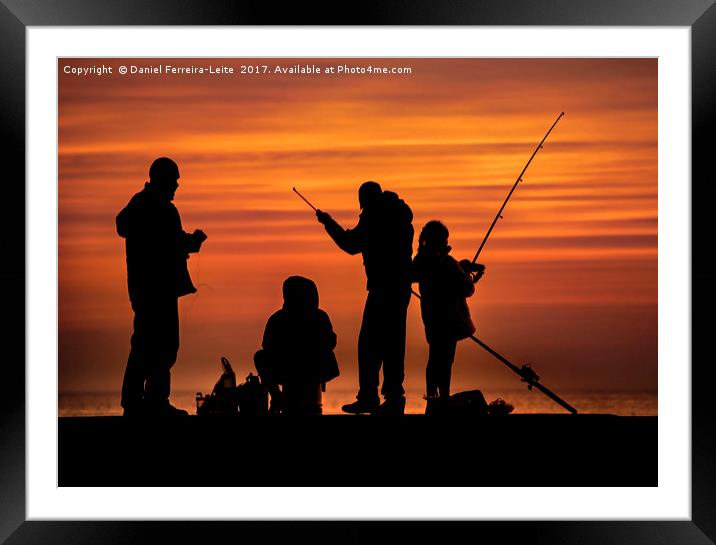 People Fishing at Breakwater Framed Mounted Print by Daniel Ferreira-Leite