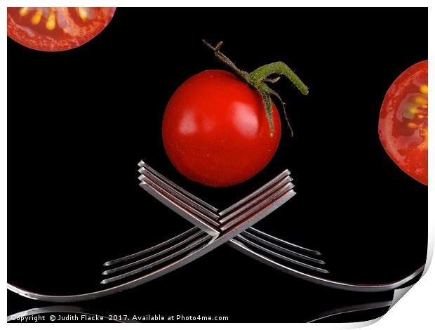 Tomato with forks Print by Judith Flacke