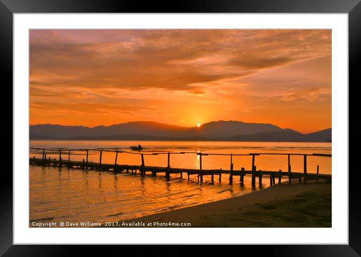 Corfu Sunrise Framed Mounted Print by Dave Williams