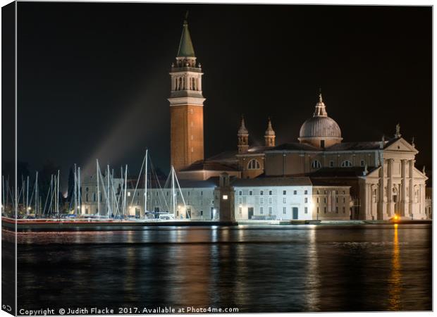 Night view of San Giorgio Maggiore, Venice, Italy. Canvas Print by Judith Flacke