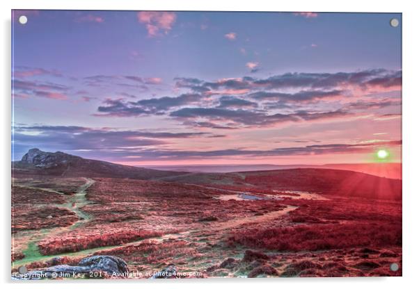 Saddle Tor Dartmoor Acrylic by Jim Key